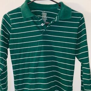 *Faded Glory* Boy’s 10/12 Long Sleeve Green & White Striped Shirt